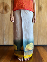 Kawung Shibori Sarung Ikat (Grey, Blue & Yellow)