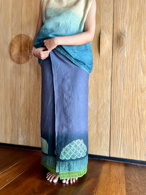 Kawung Shibori Sarung Ikat (Purple, Blue & Green)