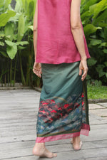 Ombak Cotton Sarung Ikat (Green & Pink)