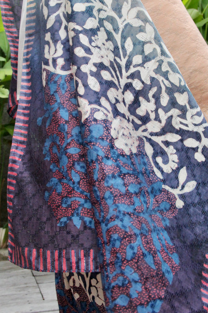 
            
                Load image into Gallery viewer, Kembang Cecek Kain + Shawl Set (Cream, Blue &amp;amp; Purple)
            
        