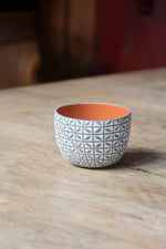 Kawung Round Cup (White & Orange)