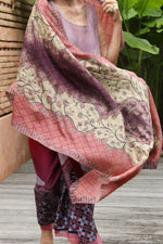 Bunga Cecek Silk Shawl (Soft Red, Cream, Purple)