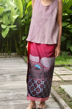 Kawung Batu Karang Cotton Sarung Ikat (Fuschia & Purple)