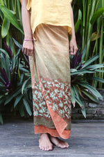 Cempaka Silk Sarung Ikat (Orange & Green)