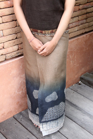 Kawung Shibori Sarung Ikat (Blue & Cream)