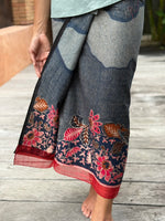 Bunga Lurik Cotton Sarung Ikat (Navy, Coral & Red)
