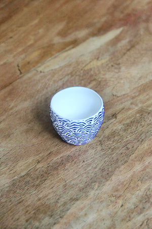 Awan Sake Cup (White & Dark Blue)