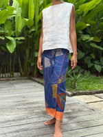 Benang Kusut Silk Sarung Ikat (Blue & Orange)