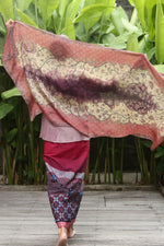 Bunga Cecek Silk Shawl (Soft Red, Cream, Purple)