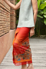 Ombak Cotton Sarung Ikat (Orange)