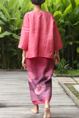 Kawung Lurik Sarung Ikat (Fuschia)