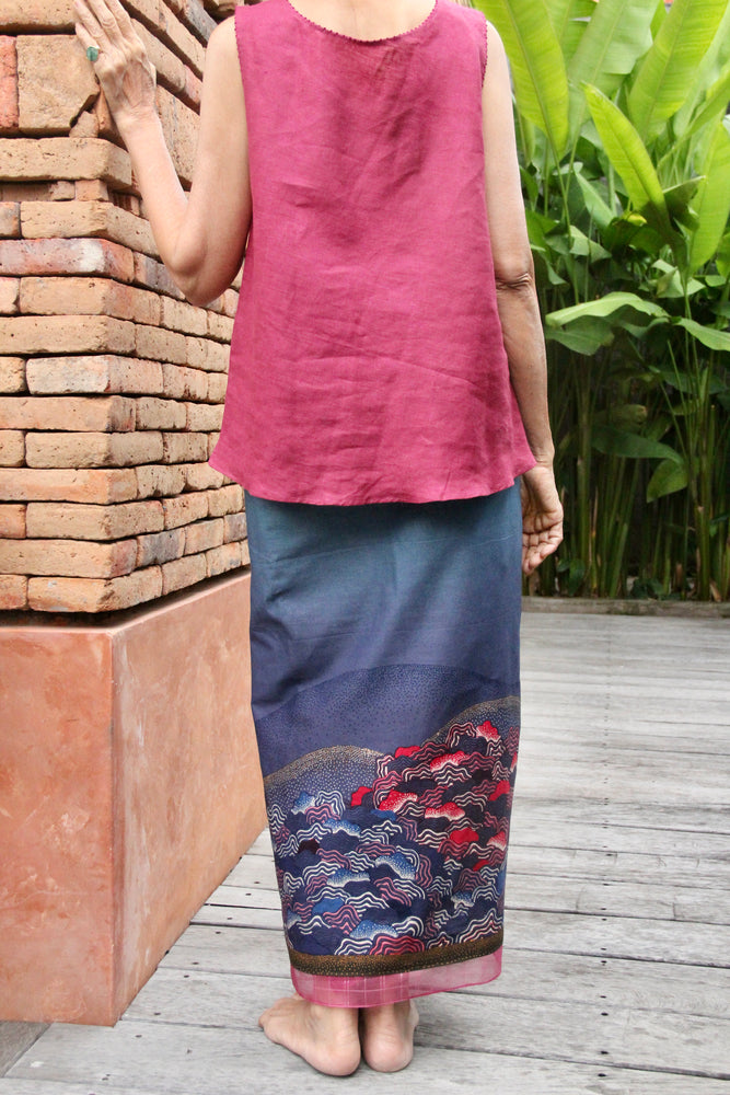 Ombak Cotton Sarung Ikat (Blue, Purple & Pink)