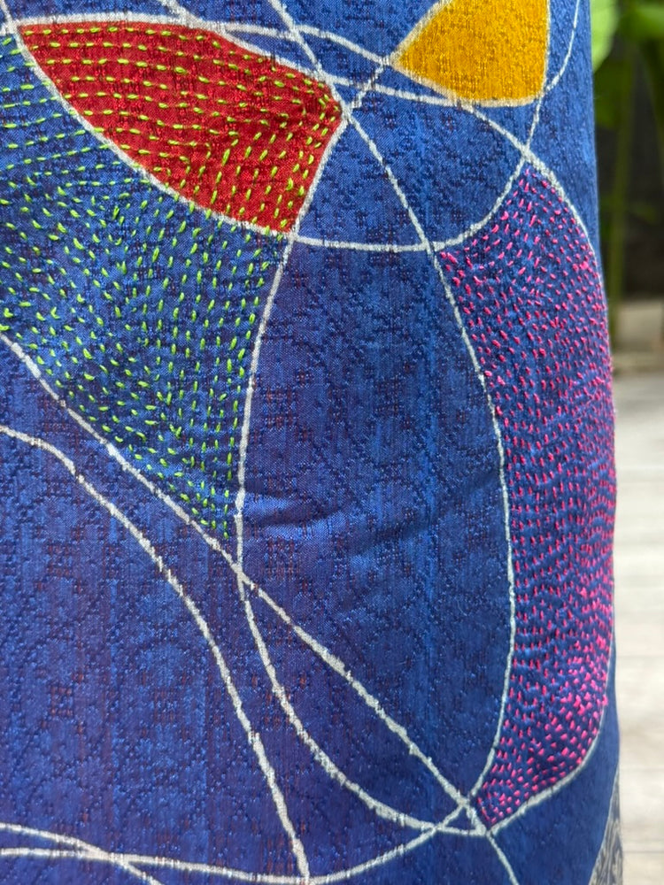 
            
                Load image into Gallery viewer, Benang Kusut Silk Sarung Ikat (Blue &amp;amp; Orange)
            
        