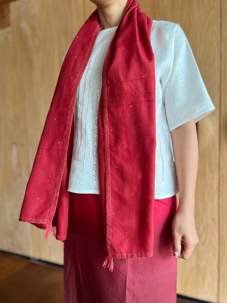 Silk Cotton Cecek Shawl (Red)