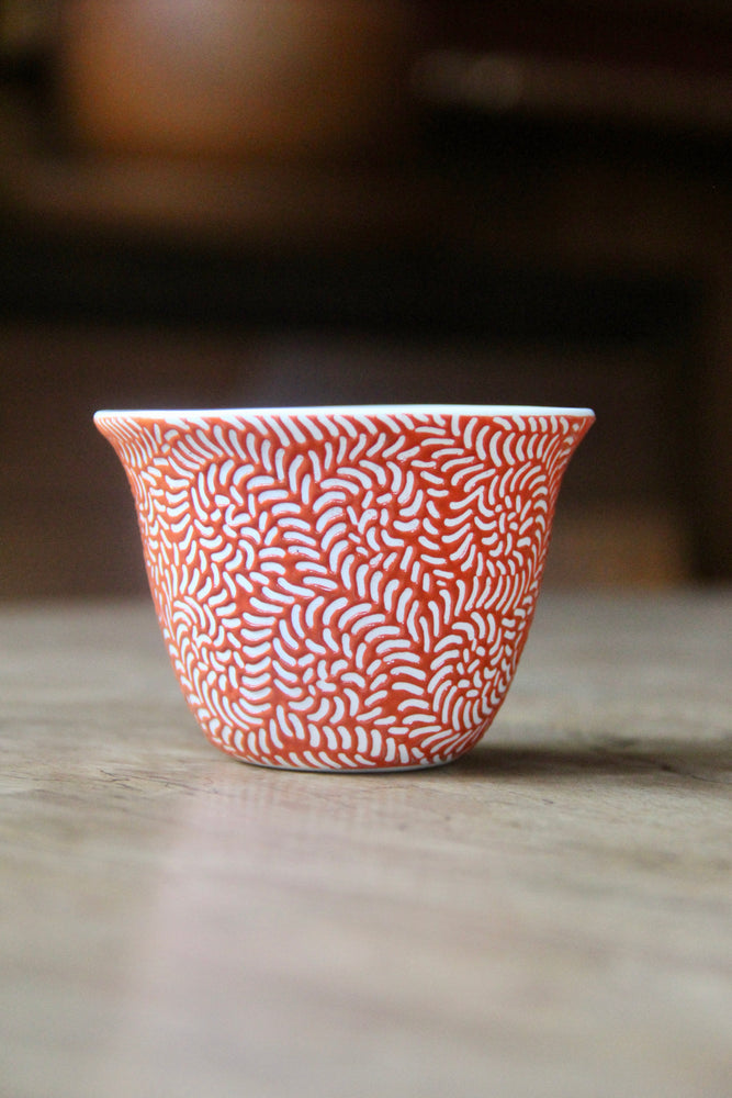 Kembang Pakis Chinese Teacup (Orange & White)