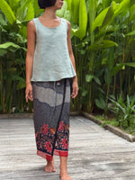 Bunga Lurik Cotton Sarung Ikat (Navy, Coral & Red)