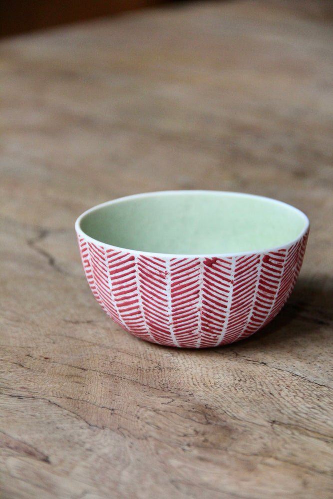 Herringbone Small Bowl (Red & Green)