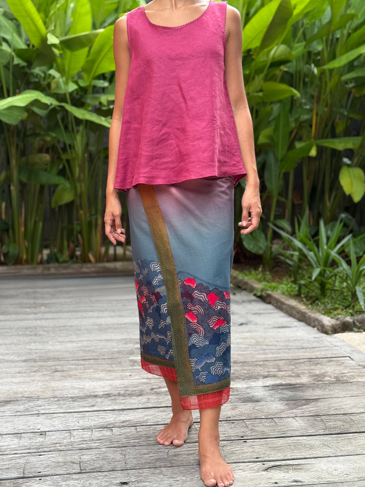 Ombak Cotton Sarung Ikat (Purple, Blue & Red)