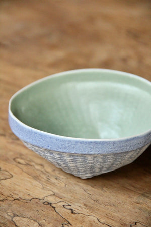 Small Keranjang Bowl (Washed Blue & Light Green)