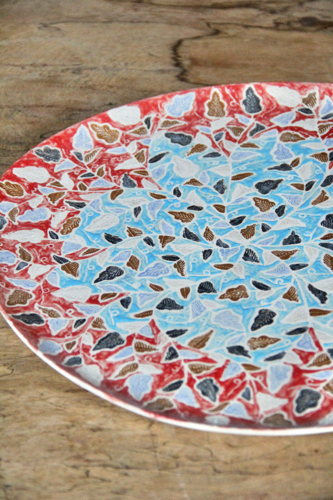 XL Kembang Plate (Red & Blue)