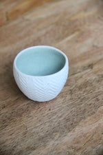 Herringbone Sake Cup (White & Green)