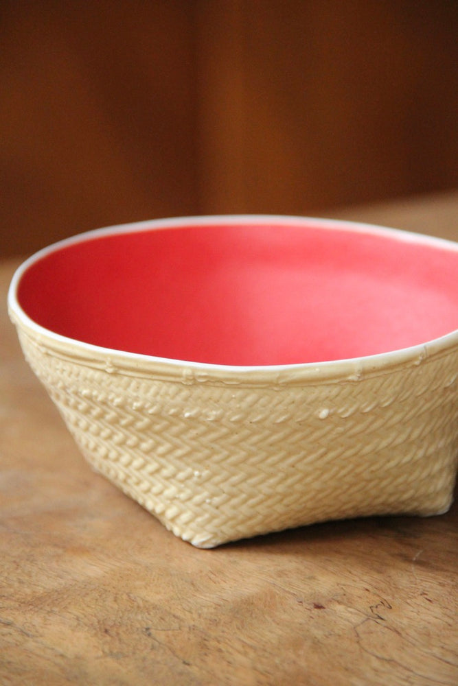 
            
                Load image into Gallery viewer, Medium Deep Keranjang Bowl (Cream &amp;amp; Red)
            
        