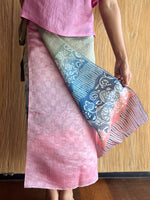 Ukiran Kembang Silk Sarung Ikat (Blue & Pink)