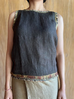 Shibori Sleeveless Blouse (Brown)