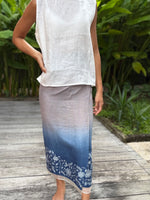 Flora Sarung Ikat (Grey & Blue)