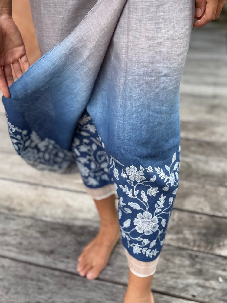 Flora Sarung Ikat (Grey & Blue)