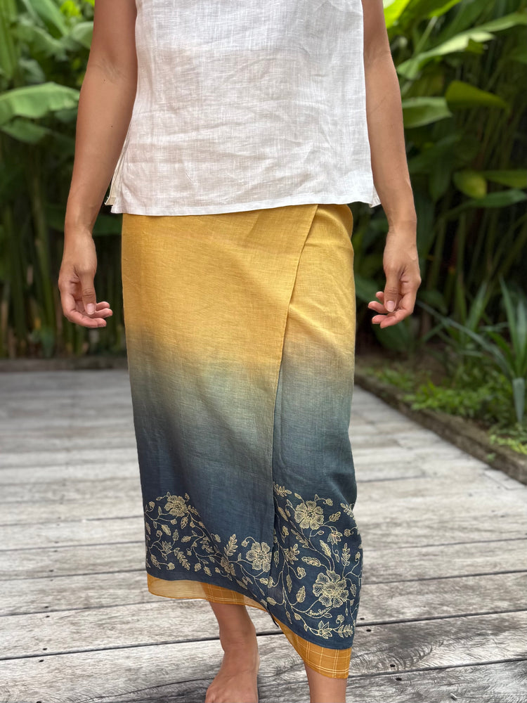 Flora Sarung Ikat (Turmeric & Blue)