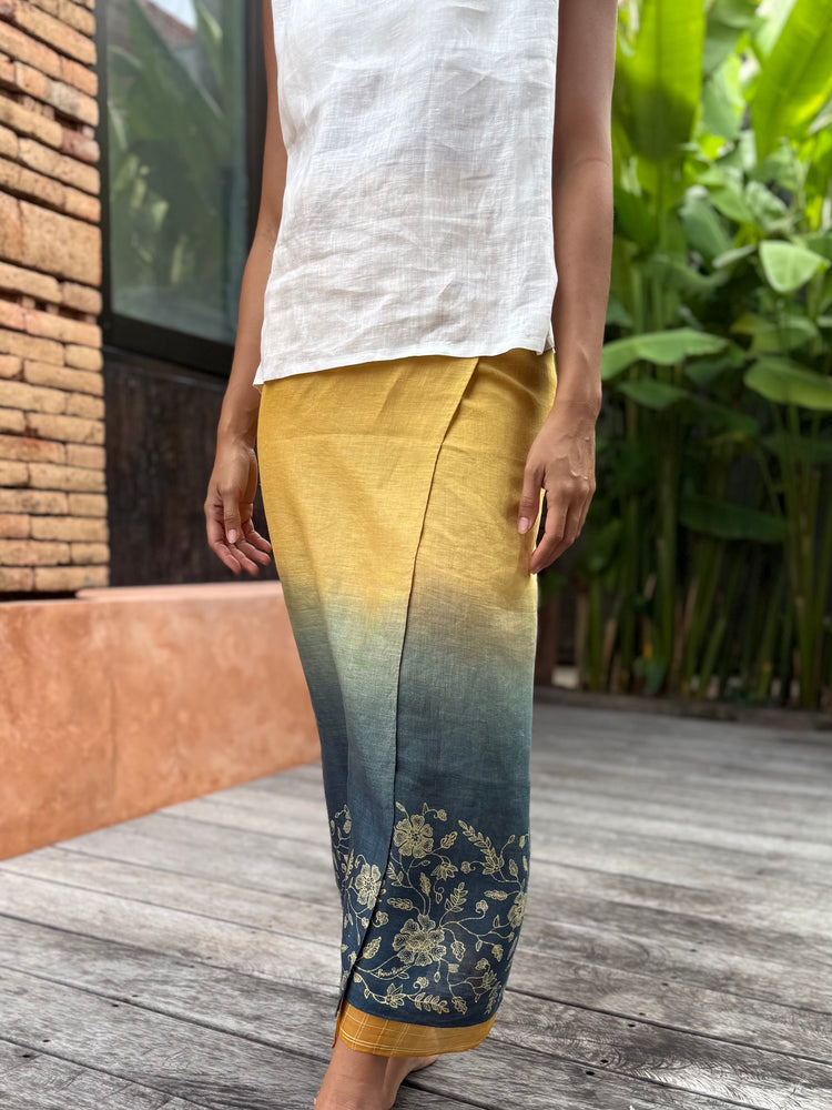 Flora Sarung Ikat (Turmeric & Blue)