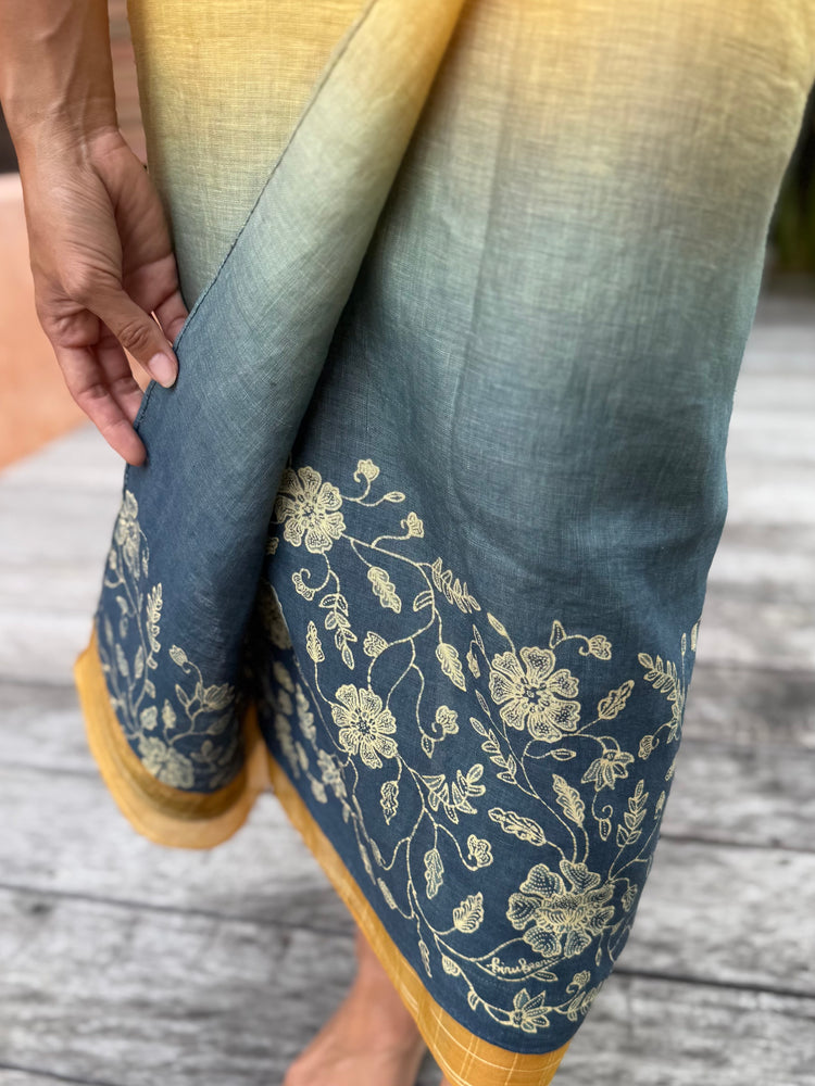 
            
                Load image into Gallery viewer, Flora Sarung Ikat (Turmeric &amp;amp; Blue)
            
        