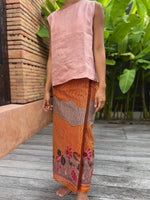Bunga Lurik Cotton Sarung Ikat  (Grey & Orange)