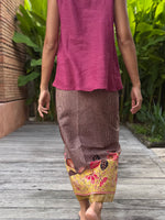 Bunga Lurik Cotton Sarung Ikat (Brown & Lime)