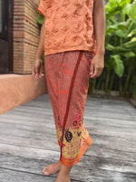 Bunga Lurik Cotton Sarung Ikat (Orange & Lime)