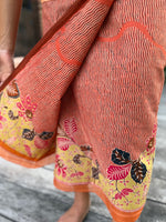 Bunga Lurik Cotton Sarung Ikat (Orange & Lime)