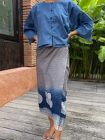 Awan Senja Linen Sarung Ikat (Grey & Blue)