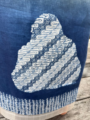 Parang Linen Sarung Ikat (Beige & Blue)