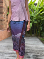 Kawung Batu Karang Cotton Sarung Ikat (Blue, Deep Purple & Pink)