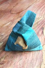 LEMAH - Appliqué Knot Bag (Blue-green & Yellow)