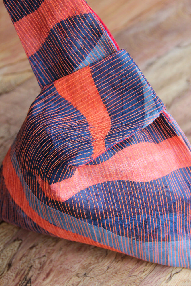 LEMAH - Appliqué Knot Bag (Orange & Blue)