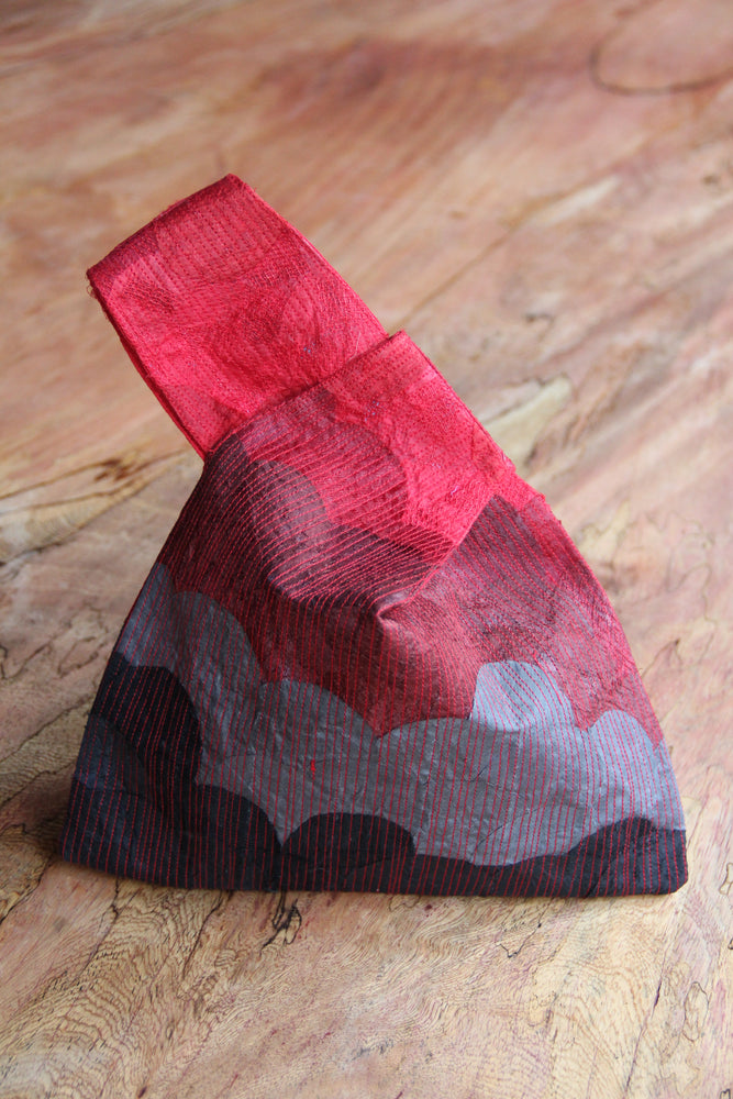 LEMAH - Appliqué Knot Bag (Red & Grey)