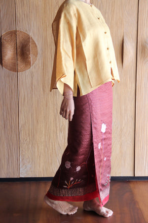 LEMAH - Layered Linen Top (Yellow Ochre)