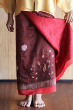 GODHONG - Taman Bunga Silk Sarung Ikat (Mahogany & Red)