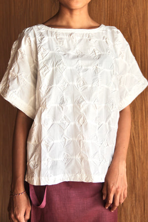 LEMAH - Knot Short Sleeve Blouse (White)