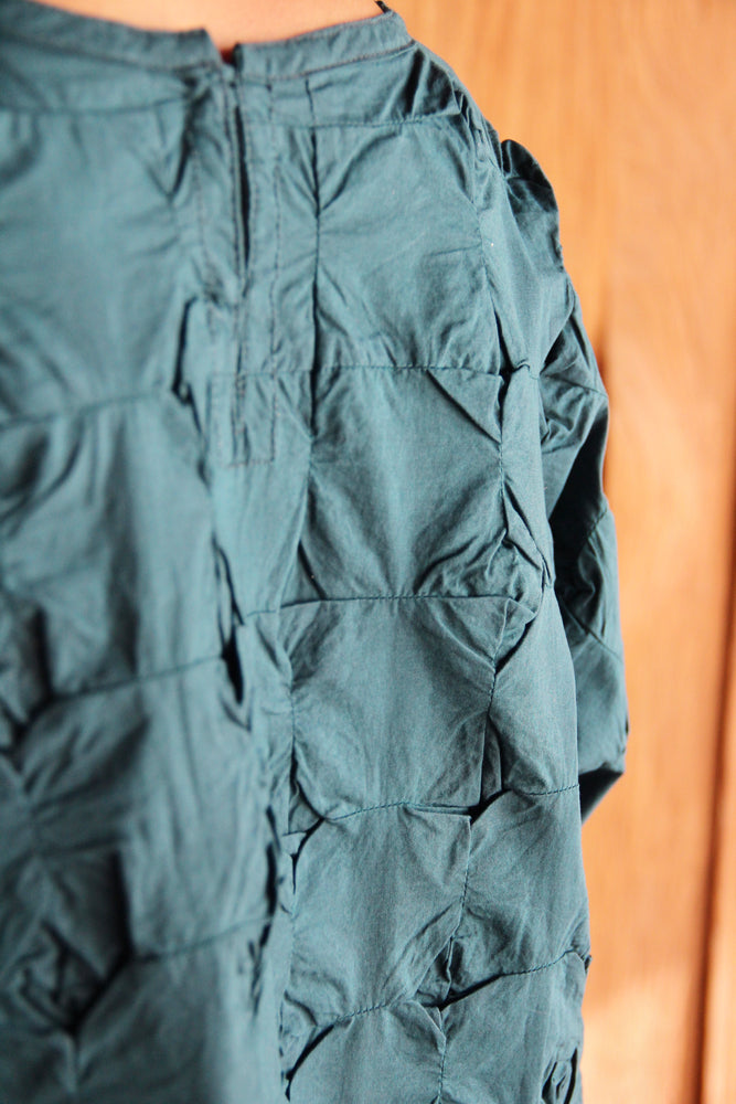 LEMAH - Knot Mid-Length Sleeve Blouse (Blue-Green)