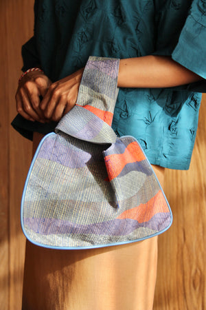 LEMAH - Appliqué Knot Bag (Blue & Orange)