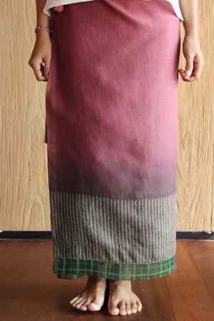 LEMAH - Shibori Linen Sarung Ikat (Purple & Green)