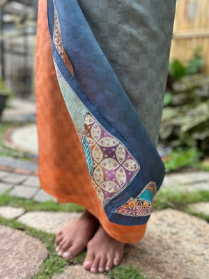 Gunung Silk Sarung Ikat (Green, Blue & Coral)